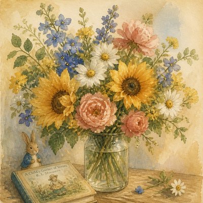 bouquet of flowers in a glass vase