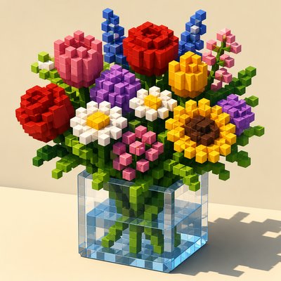 bouquet of flowers in a glass vase
