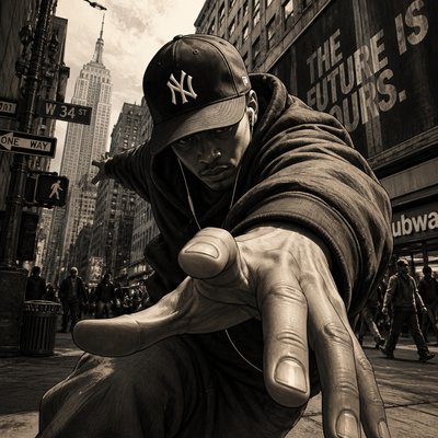 urban street with city activity — Foreshortening Art Style