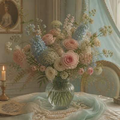 bouquet of flowers in a glass vase