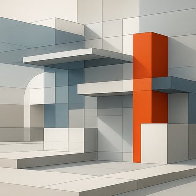 an abstract image of a red and white structure