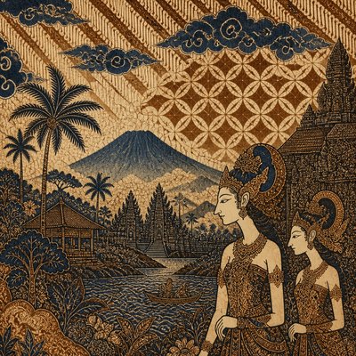 wide landscape with natural scenery — Indonesian Art Style