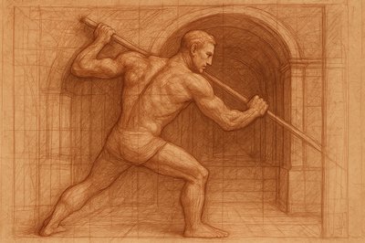 a drawing of a man holding a baseball bat