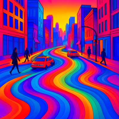 urban street with city activity