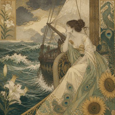 sailing ship on a stormy sea