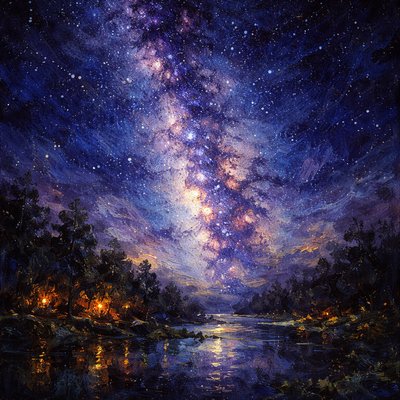 The milky way centered through the middle of the image.