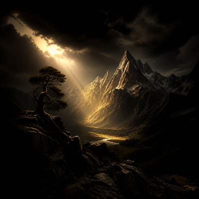 wide landscape with natural scenery — Light and Shadow Art Style