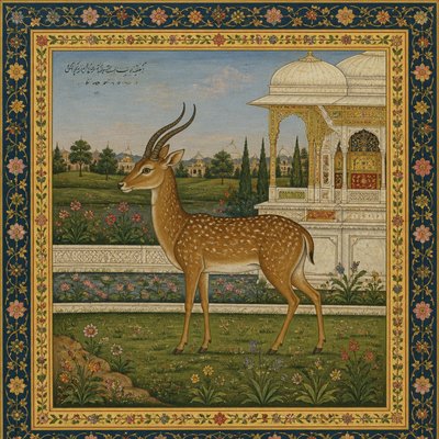 animal standing in natural pose — Mughal Miniature Art Style