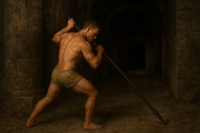 a painting of a man holding a sword