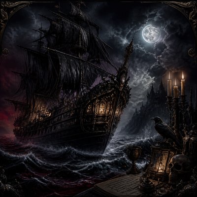 sailing ship on a stormy sea