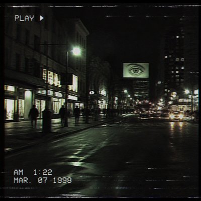 urban street with city activity — Analog Horror Aesthetic