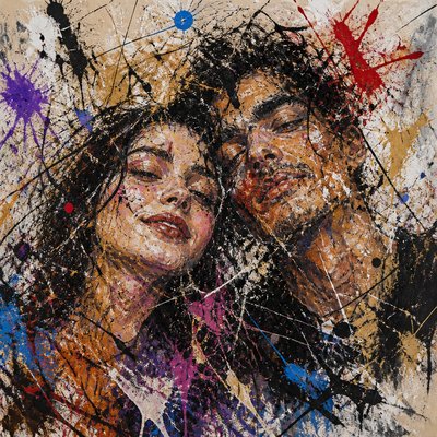 portrait of two people together — Randomness Art Style