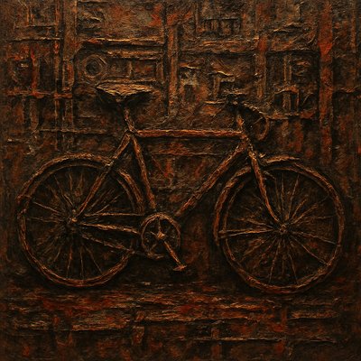 bicyle resting against a wall