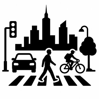 urban street with city activity