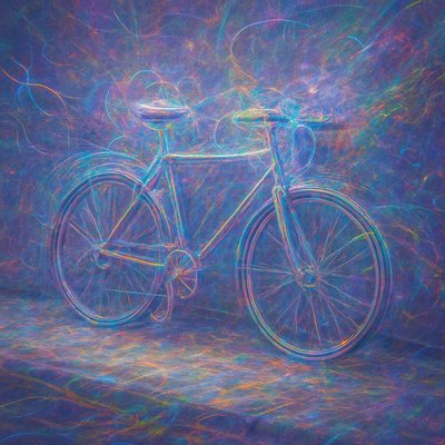bicyle resting against a wall