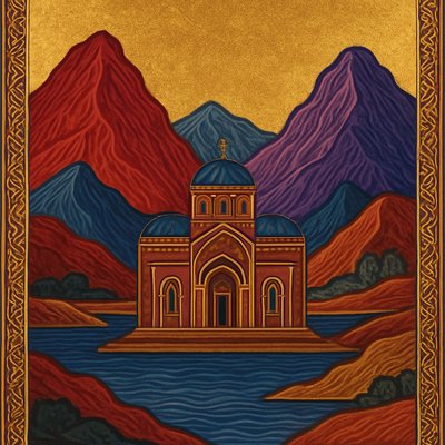serene landscape with mountains and water