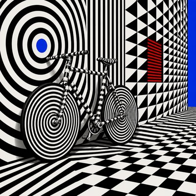 bicyle resting against a wall