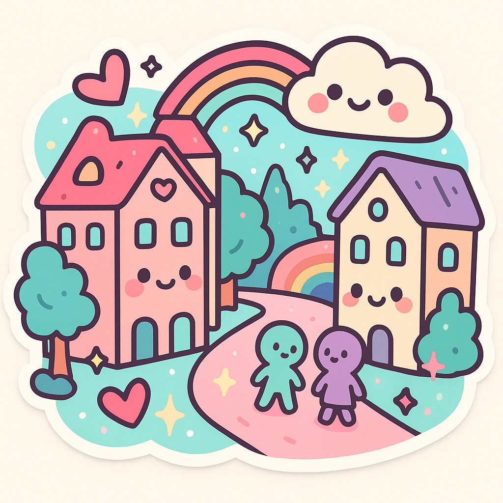 Kawaii Sticker Design Style Transfer Example