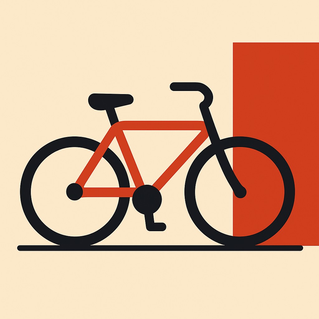 bicyle resting against a wall
