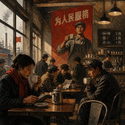 cozy cafe interior with warm lighting