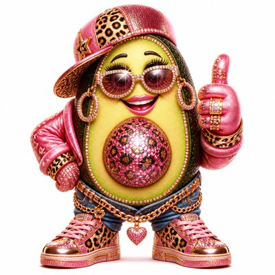 a happy avocado character giving a thumbs up, bold readable design on a plain background, no text