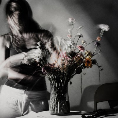 bouquet of flowers in a glass vase