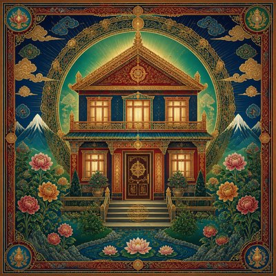 house with front view — Buddhist Religious Art