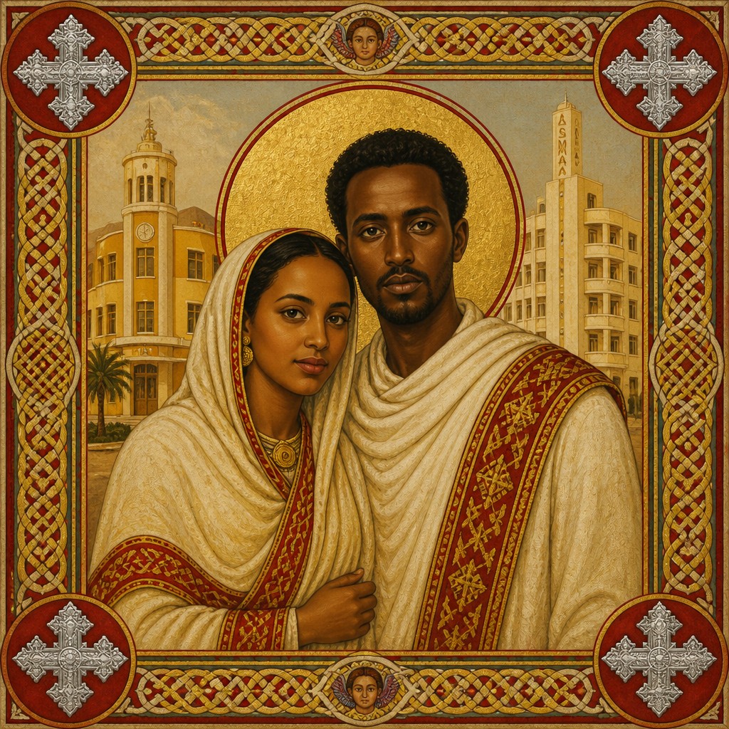 portrait of two people together — Eritrean Art Style