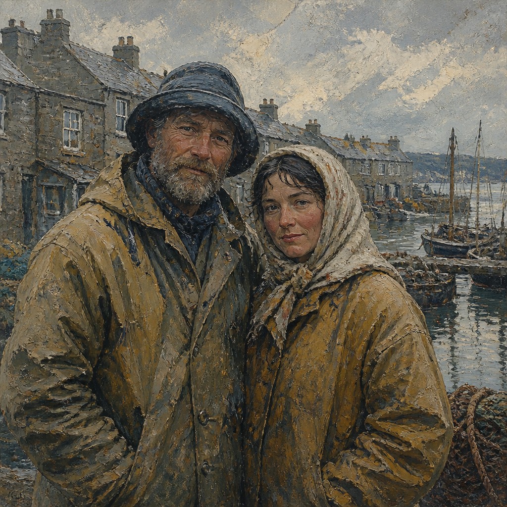 portrait of two people together — Newlyn Art Style