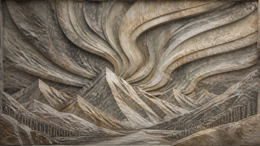 a flowing aurora over snowy peaks, wide sweeping composition, no people, no text
