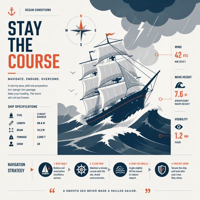 sailing ship on a stormy sea
