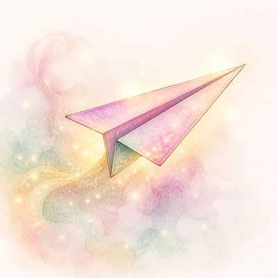 a paper plane, clean minimal composition on a plain background, no text