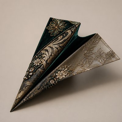 a paper plane, clean minimal composition on a plain background, no text