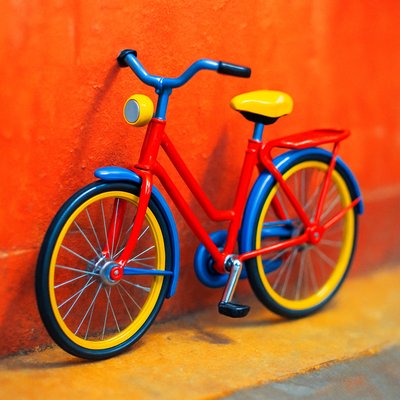 bicyle resting against a wall