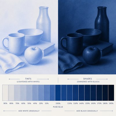 still life with everyday objects — Tint and Shade Art Style