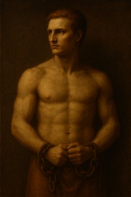 a painting of a man without a shirt