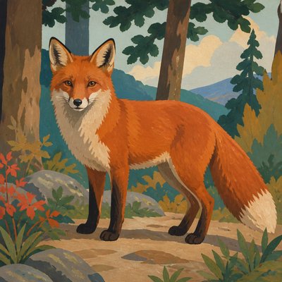 animal standing in natural pose — Gouache Painting Style