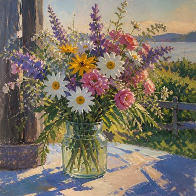 bouquet of flowers in a glass vase