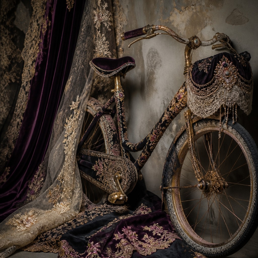 bicyle resting against a wall