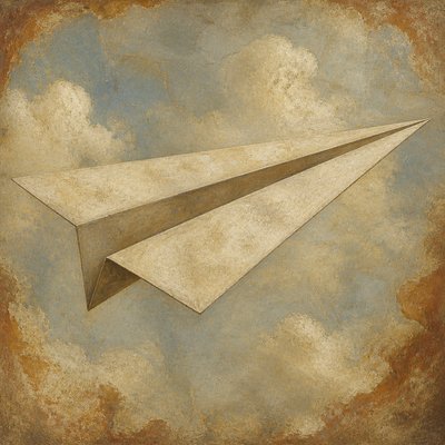 a paper plane, clean minimal composition on a plain background, no text