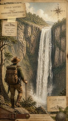 towering waterfall cascading down a cliff