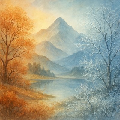serene landscape with mountains and water