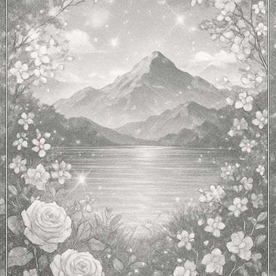 serene landscape with mountains and water