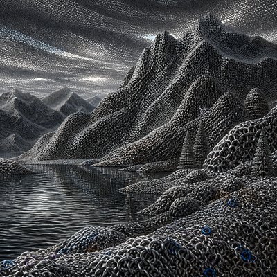 serene landscape with mountains and water