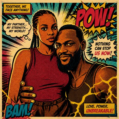 a comic book cover with a man and a woman