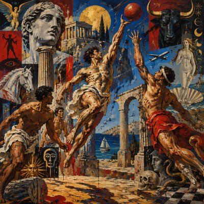 ancient Greek athletes playing ball game