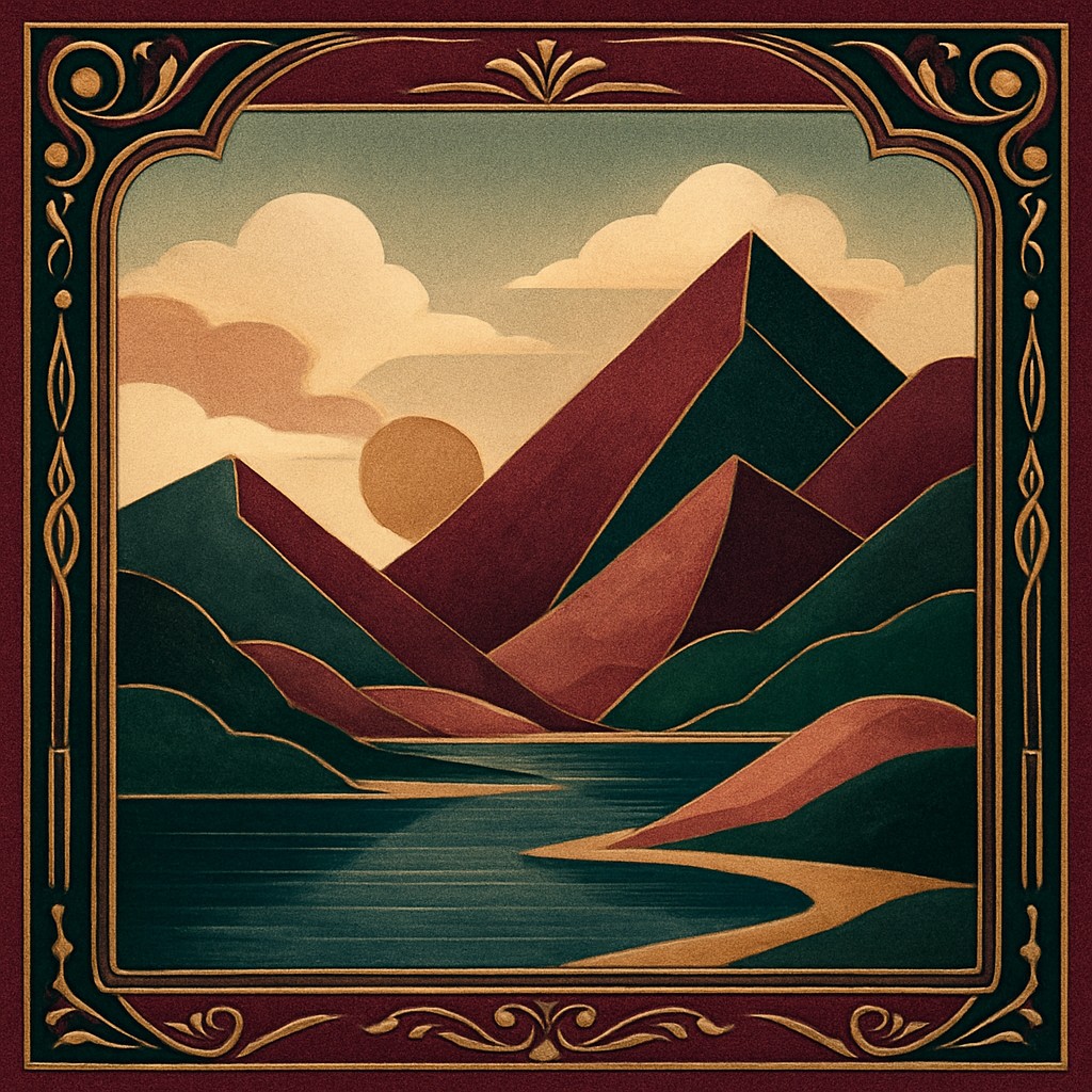 serene landscape with mountains and water