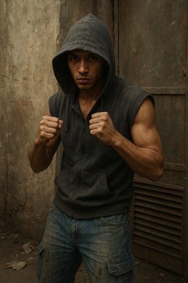 a man in a hoodie is posing for a picture