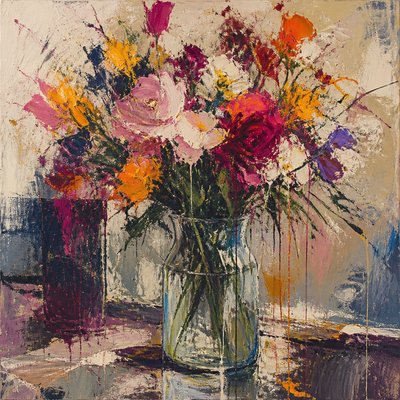 bouquet of flowers in a glass vase