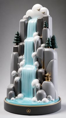 towering waterfall cascading down a cliff